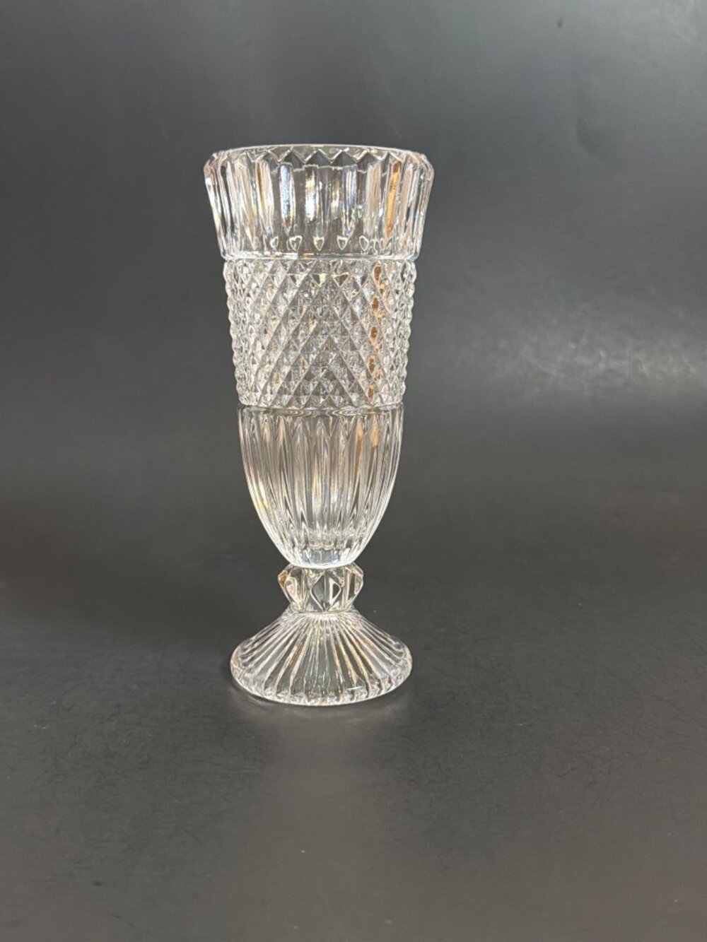 Vintage 1980s Fostoria Leonardo Clear Lead Crystal Footed Bud Vase USA MCM 6.25" - Picture 2 of 9